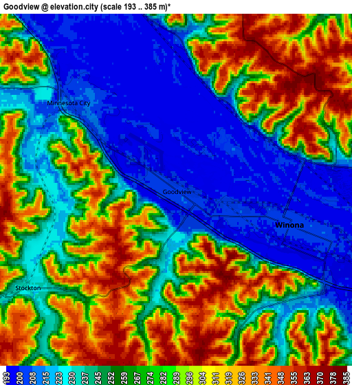 Zoom OUT 2x Goodview, United States elevation map