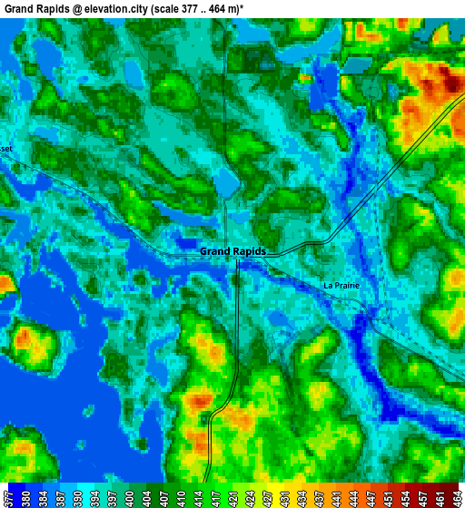 Zoom OUT 2x Grand Rapids, United States elevation map