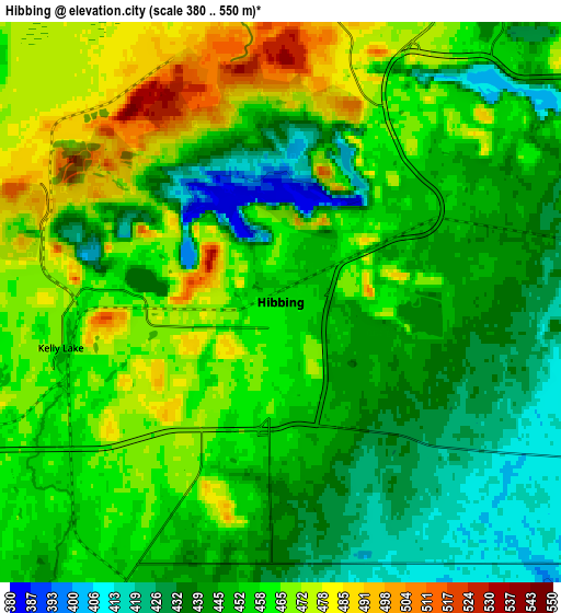 Zoom OUT 2x Hibbing, United States elevation map