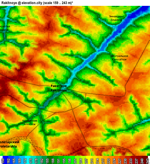 Zoom OUT 2x Rakitnoye, Russia elevation map