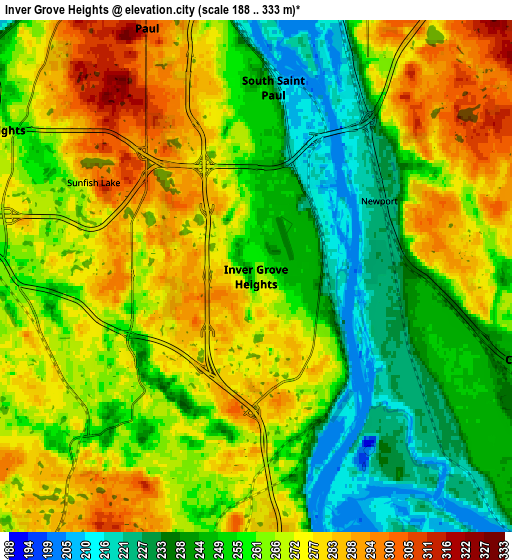 Zoom OUT 2x Inver Grove Heights, United States elevation map