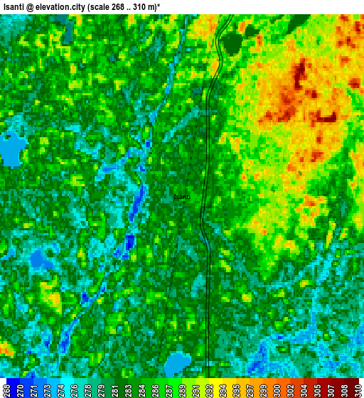 Zoom OUT 2x Isanti, United States elevation map