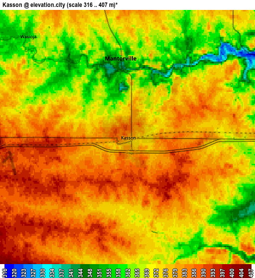 Zoom OUT 2x Kasson, United States elevation map