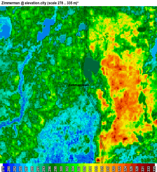 Zoom OUT 2x Zimmerman, United States elevation map