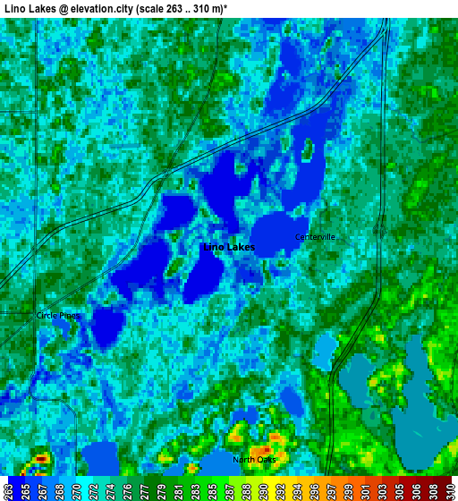 Zoom OUT 2x Lino Lakes, United States elevation map