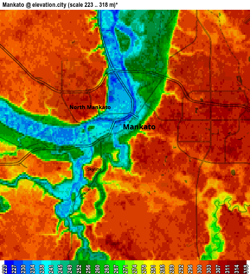 Zoom OUT 2x Mankato, United States elevation map