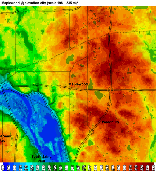 Zoom OUT 2x Maplewood, United States elevation map