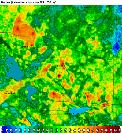 Zoom OUT 2x Medina, United States elevation map