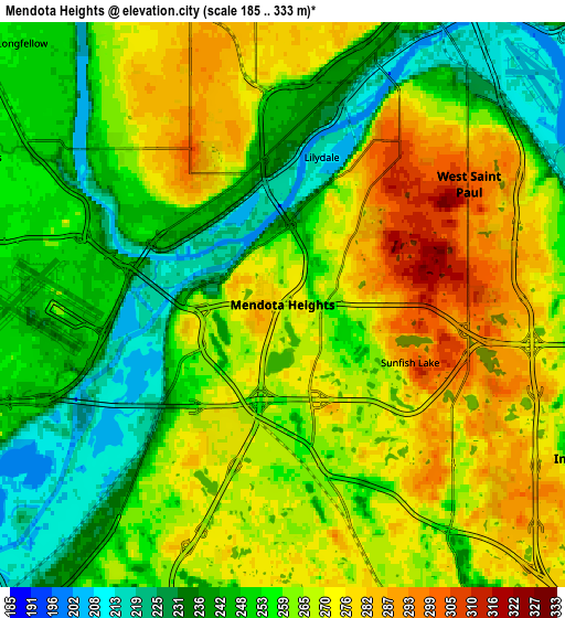 Zoom OUT 2x Mendota Heights, United States elevation map