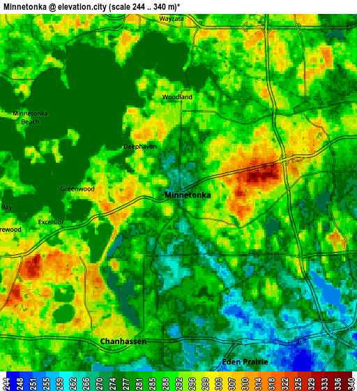 Zoom OUT 2x Minnetonka, United States elevation map