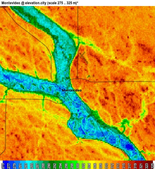 Zoom OUT 2x Montevideo, United States elevation map