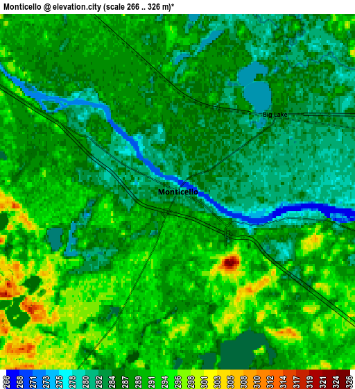 Zoom OUT 2x Monticello, United States elevation map