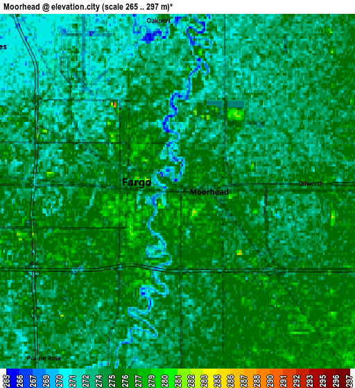 Zoom OUT 2x Moorhead, United States elevation map