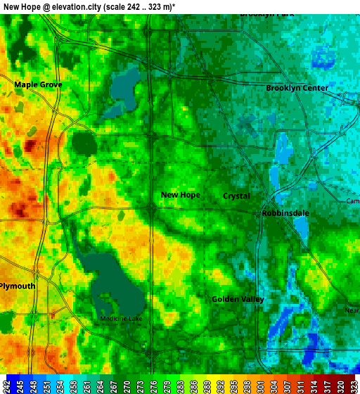 Zoom OUT 2x New Hope, United States elevation map