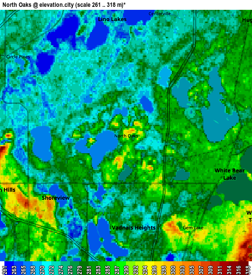 Zoom OUT 2x North Oaks, United States elevation map