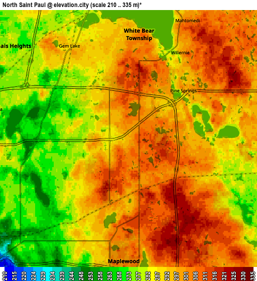 Zoom OUT 2x North Saint Paul, United States elevation map