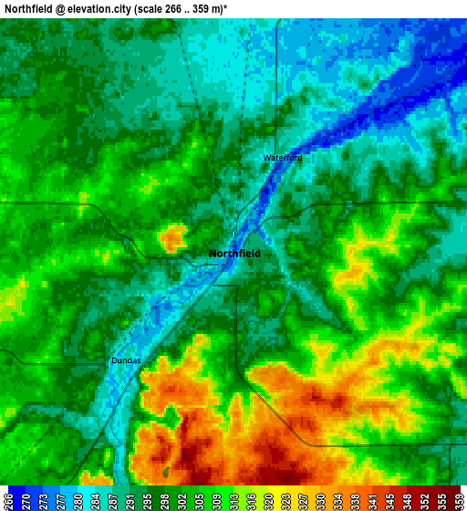 Zoom OUT 2x Northfield, United States elevation map