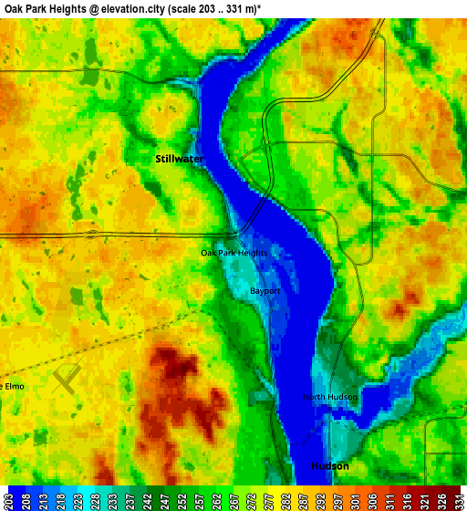 Zoom OUT 2x Oak Park Heights, United States elevation map