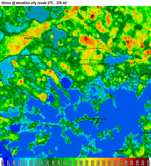 Zoom OUT 2x Orono, United States elevation map