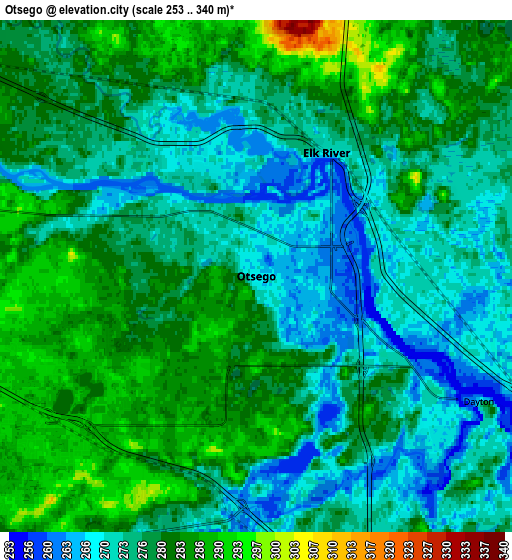 Zoom OUT 2x Otsego, United States elevation map