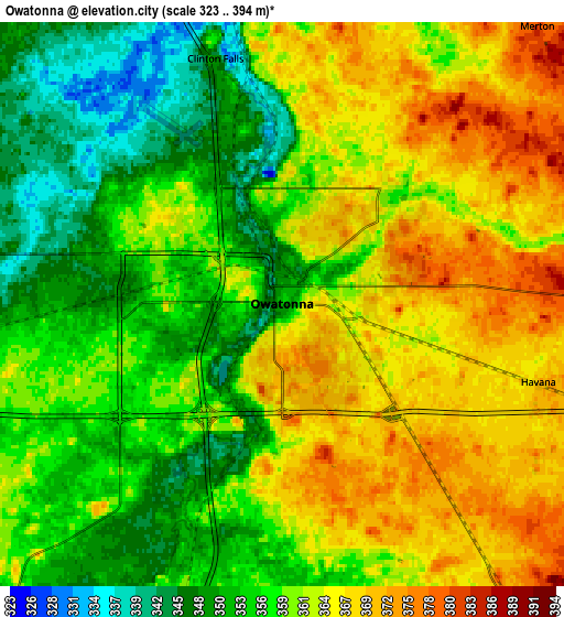 Zoom OUT 2x Owatonna, United States elevation map