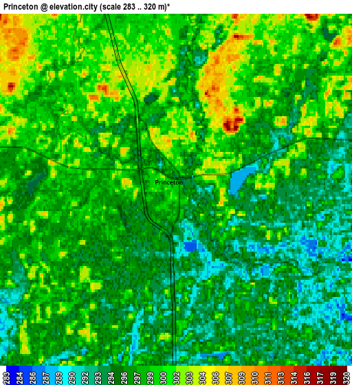 Zoom OUT 2x Princeton, United States elevation map