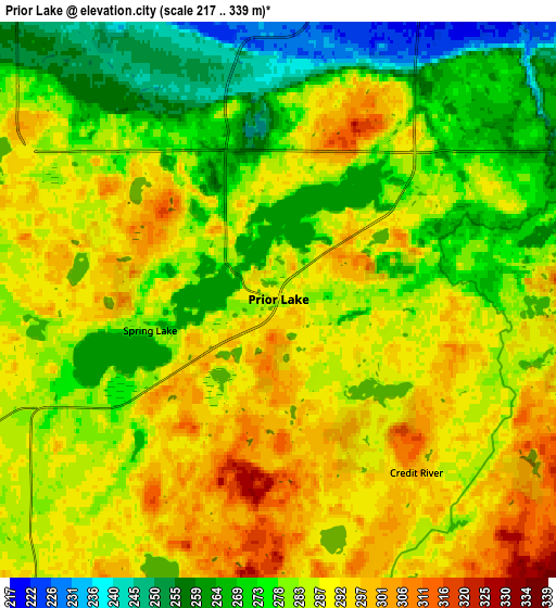 Zoom OUT 2x Prior Lake, United States elevation map