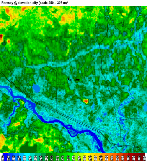 Zoom OUT 2x Ramsey, United States elevation map