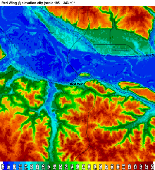 Zoom OUT 2x Red Wing, United States elevation map