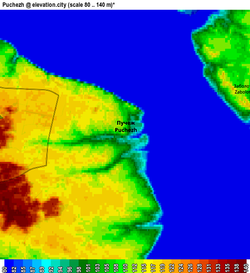 Zoom OUT 2x Puchezh, Russia elevation map