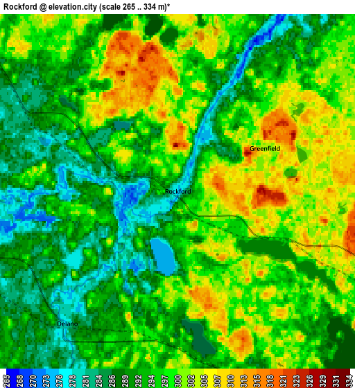 Zoom OUT 2x Rockford, United States elevation map