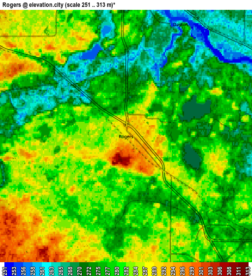 Zoom OUT 2x Rogers, United States elevation map