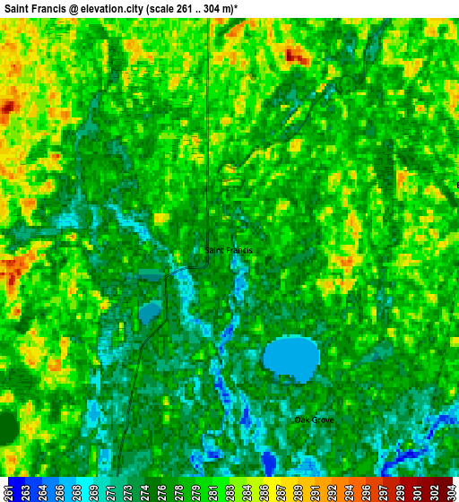 Zoom OUT 2x Saint Francis, United States elevation map