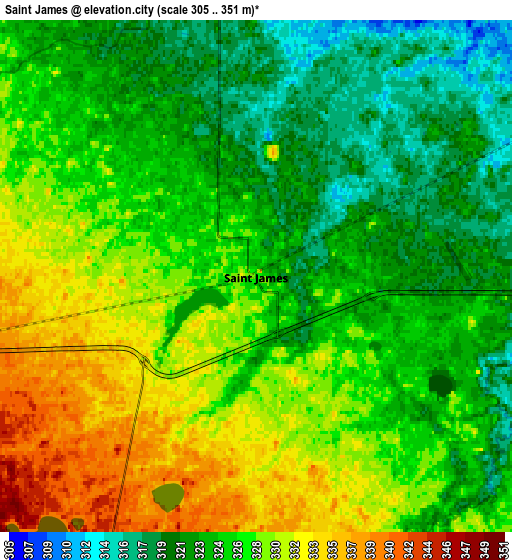 Zoom OUT 2x Saint James, United States elevation map