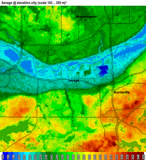 Zoom OUT 2x Savage, United States elevation map