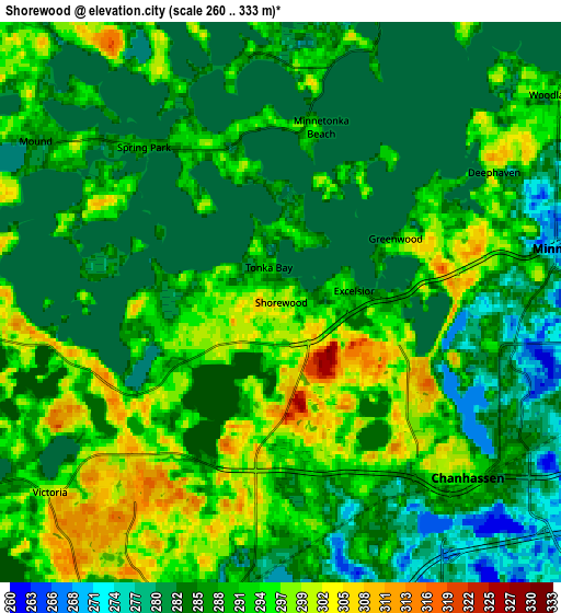 Zoom OUT 2x Shorewood, United States elevation map