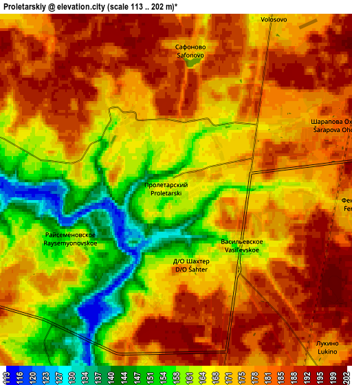 Zoom OUT 2x Proletarskiy, Russia elevation map