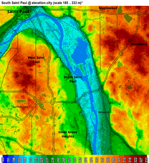 Zoom OUT 2x South Saint Paul, United States elevation map