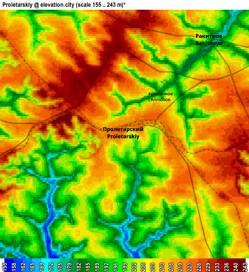 Zoom OUT 2x Proletarskiy, Russia elevation map