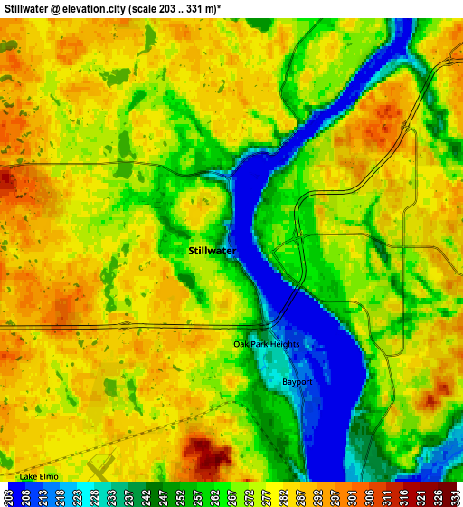 Zoom OUT 2x Stillwater, United States elevation map