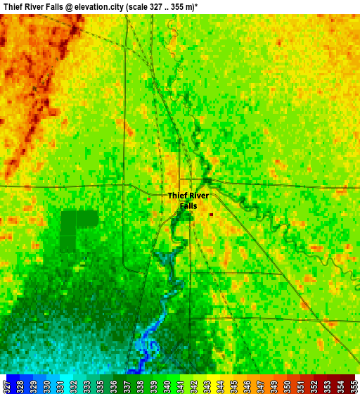 Zoom OUT 2x Thief River Falls, United States elevation map