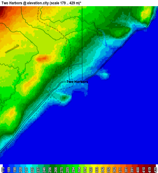 Zoom OUT 2x Two Harbors, United States elevation map