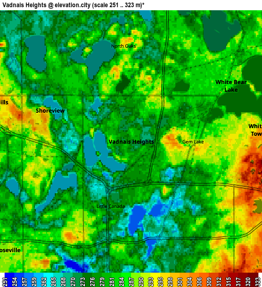 Zoom OUT 2x Vadnais Heights, United States elevation map