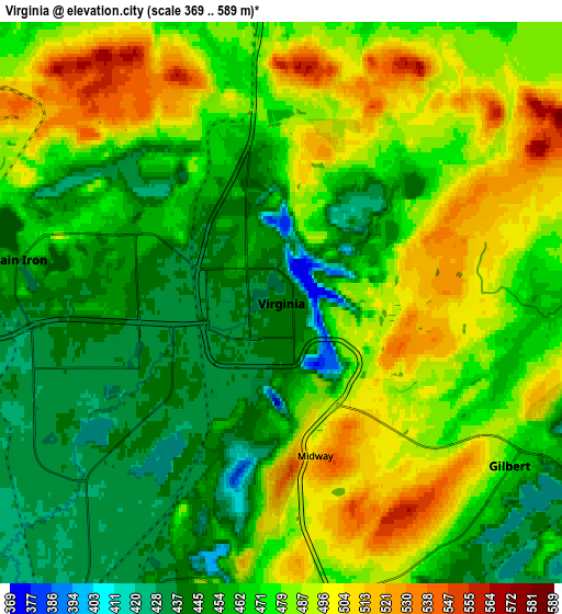 Zoom OUT 2x Virginia, United States elevation map