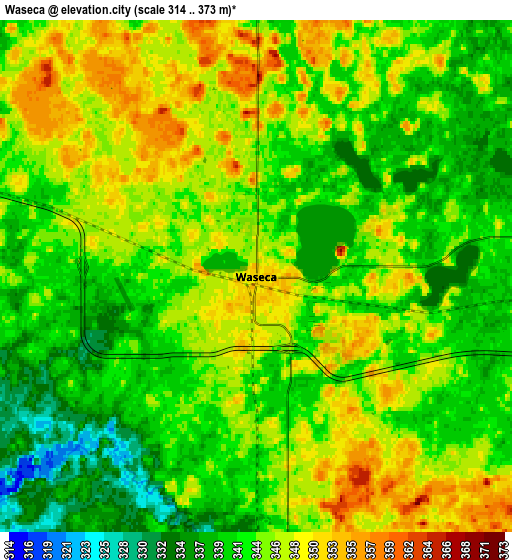 Zoom OUT 2x Waseca, United States elevation map