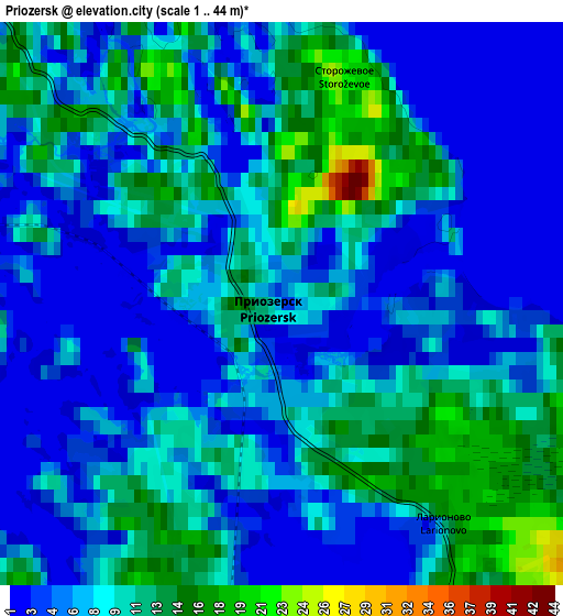 Zoom OUT 2x Priozërsk, Russia elevation map