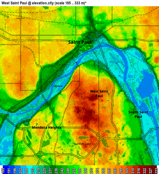 Zoom OUT 2x West Saint Paul, United States elevation map
