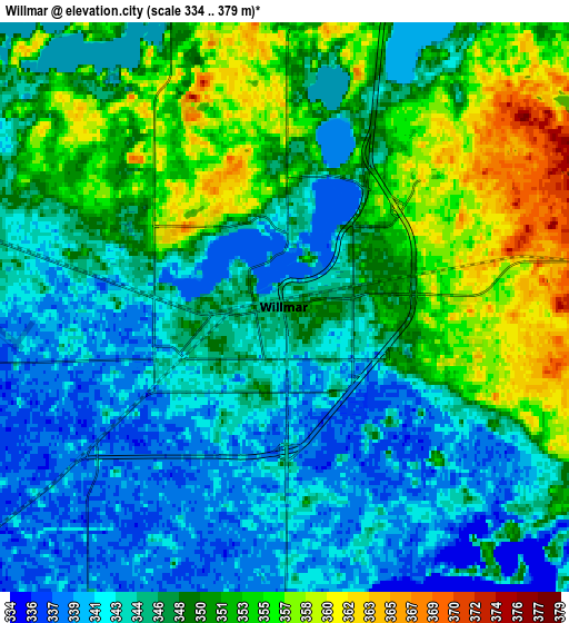 Zoom OUT 2x Willmar, United States elevation map