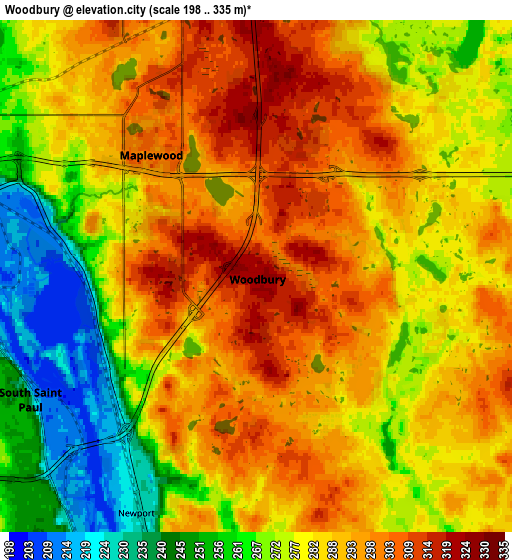 Zoom OUT 2x Woodbury, United States elevation map