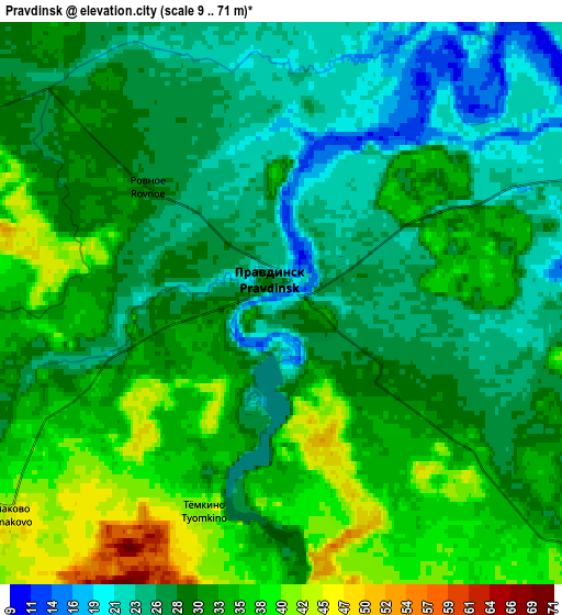 Zoom OUT 2x Pravdinsk, Russia elevation map